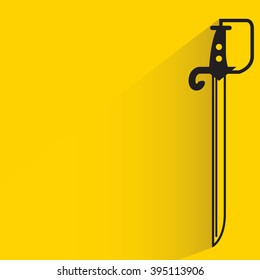 long sword on yellow background, flat and shadow theme