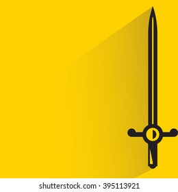 long sword on yellow background, flat and shadow theme