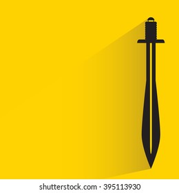long sword on yellow background, flat and shadow theme