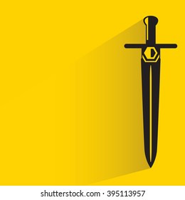 long sword on yellow background, flat and shadow theme