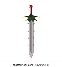 long sword with thorns vector White background ruby