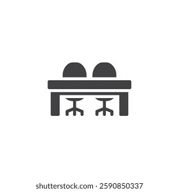 Long table with chairs vector icon. filled flat sign for mobile concept and web design. Conference table glyph icon. Symbol, logo illustration. Vector graphics