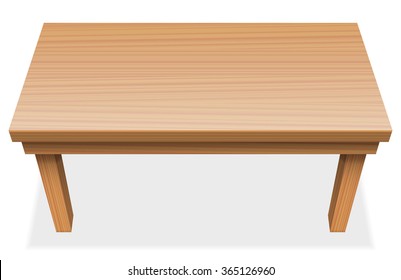 Long Table With Wooden Texture - Perspective View From Above - Isolated Vector Illustration Over White Background.