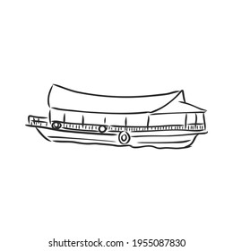 Long tail boat, Thailand Hand Drawn vector Illustration. Travel Thailand Concept.