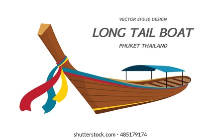 Long tail boat, Thailand vector illustration