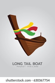 Long tail boat, Thailand vector illustration