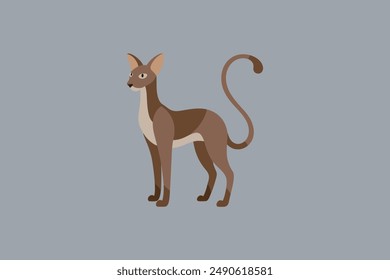 Long tail Cornish Rex Cat vector artwork featuring detailed illustration and unique feline characteristics in a digital format.