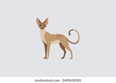 Long tail Cornish Rex Cat vector artwork featuring detailed illustration and unique feline characteristics in a digital format.