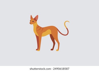 Long tail Cornish Rex Cat vector artwork featuring detailed illustration and unique feline characteristics in a digital format.