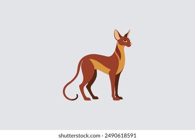 Long tail Cornish Rex Cat vector artwork featuring detailed illustration and unique feline characteristics in a digital format.