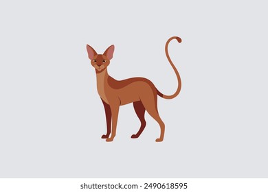 Long tail Cornish Rex Cat vector artwork featuring detailed illustration and unique feline characteristics in a digital format.