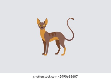 Long tail Cornish Rex Cat vector artwork featuring detailed illustration and unique feline characteristics in a digital format.