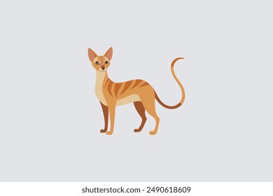 Long tail Cornish Rex Cat vector artwork featuring detailed illustration and unique feline characteristics in a digital format.