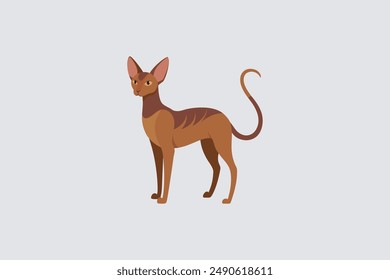 Long tail Cornish Rex Cat vector artwork featuring detailed illustration and unique feline characteristics in a digital format.