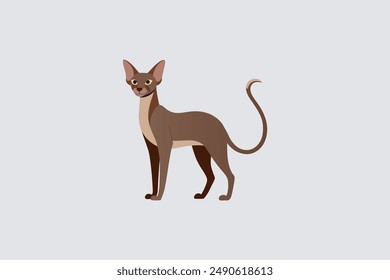 Long tail Cornish Rex Cat vector artwork featuring detailed illustration and unique feline characteristics in a digital format.