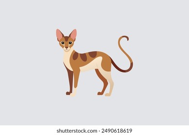 Long tail Cornish Rex Cat vector artwork featuring detailed illustration and unique feline characteristics in a digital format.