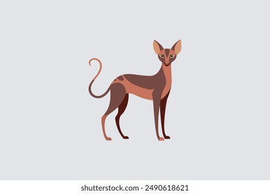 Long tail Cornish Rex Cat vector artwork featuring detailed illustration and unique feline characteristics in a digital format.