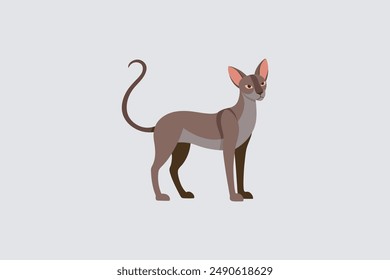 Long tail Cornish Rex Cat vector artwork featuring detailed illustration and unique feline characteristics in a digital format.