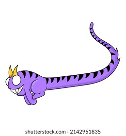 long tail naughty monster is running around, vector illustration art. doodle icon image kawaii.