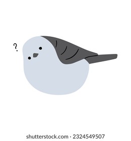 long tailed tit or shima enaga single 6 cute on a white background, vector illustration