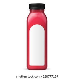 Long Tall Juice Or Jam Glass Red Violet Purple Bottle Jar On White Background Isolated. Ready For Your Design. Product Packing. Vector EPS10