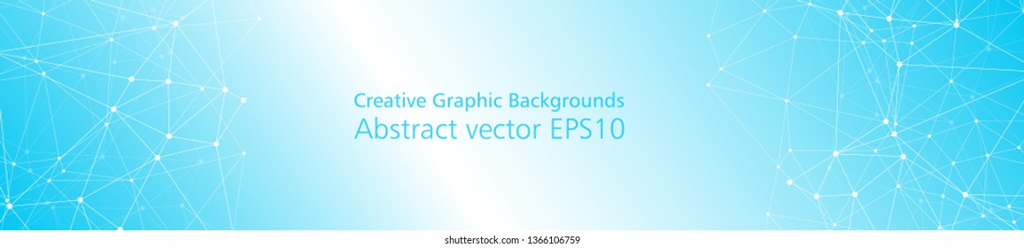 Long technology science banner polygonal vector graphic