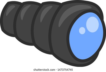 A long telescope with blue lenses, vector, color drawing or illustration.
