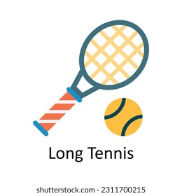 Long Tennis Vector Flat Icon Design Illustration. Sport und Spiele Symbol auf weißem Hintergrund EPS10-Datei