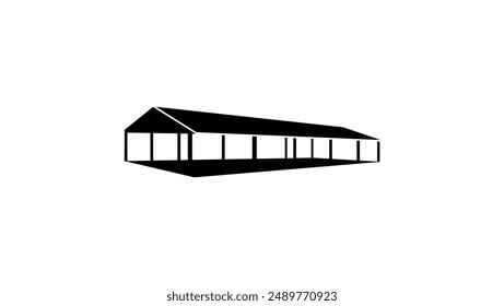 Long tent for wedding, Black isolated silhouette
