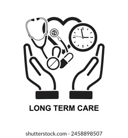 Long term care icon. Long term protect icon isolated on background vector illustration.