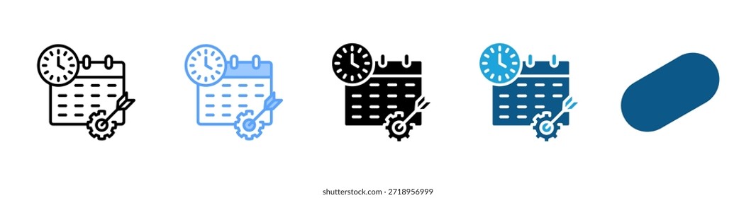 Long Term Goal icon set multiple style collection