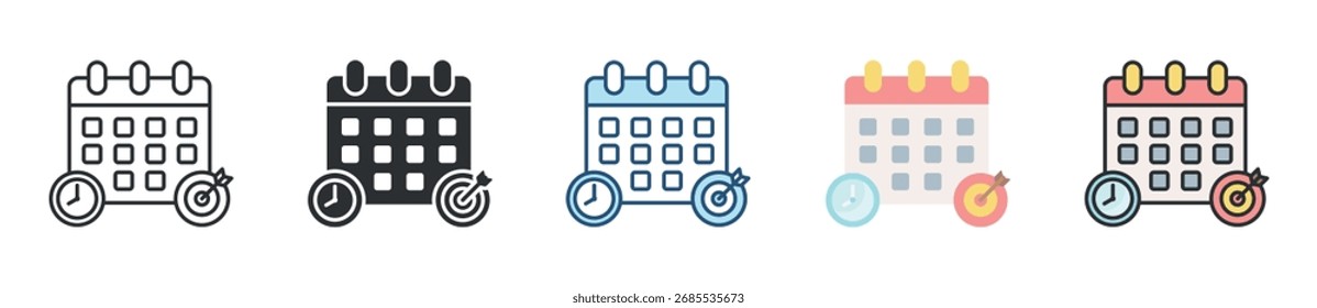 Long Term Goals Icon Set Multiple Style Collection