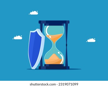 Long term insurance. hourglass shield