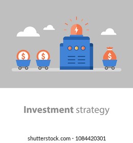 Long term investment, fund management, fund raising, income increase, start up concept, interest rate, mutual fund, pension savings, vector flat illustration