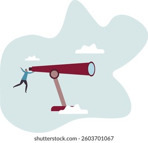 Long term plan or business strategy for far future, looking for opportunity, forecast and visionary, discover long term goal.character for design.