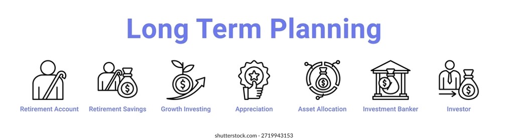 Long Term Planning icon banner and collection