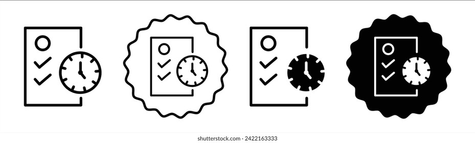 Long term planning set in black and white color. Long term planning simple flat icon vector