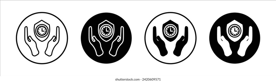 Conjunto de iconos de línea plana de protección a largo plazo. Protección a largo plazo Vector de ilustración de línea delgada