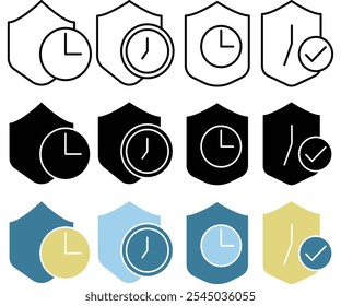Icono de protección a largo plazo colección sobre fondo blanco