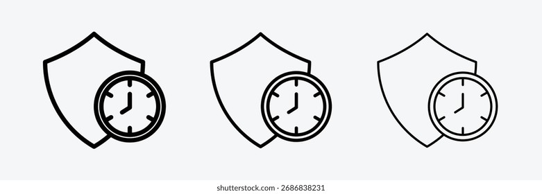Icono de protección a largo plazo Ilustraciones de diseño en negro, trazo delgado, ligero y audaz.