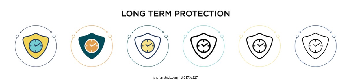 Long term protection icon in filled, thin line, outline and stroke style. Vector illustration of two colored and black long term protection vector icons designs can be used for mobile, ui, web