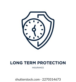 long term protection icon from insurance collection. Thin linear long term protection, business, responsibility outline icon isolated on white background. Line vector long term protection sign, symbol