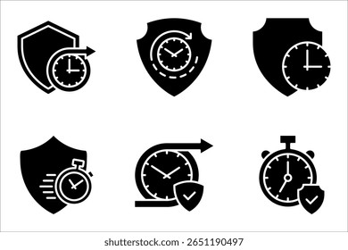Conjunto de iconos de protección a largo plazo, Ilustración vectorial sobre fondo blanco