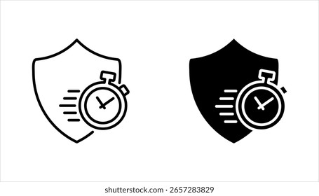 Conjunto de ícones de proteção de longo prazo, ilustração de vetor no fundo branco