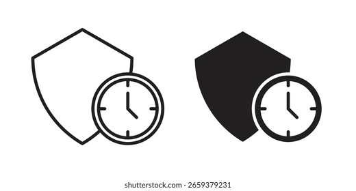Long term protection icon set, line and black glyph style for food app website.