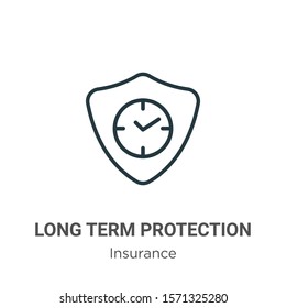 Long term protection outline vector icon. Thin line black long term protection icon, flat vector simple element illustration from editable insurance concept isolated on white background