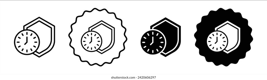 Long term protection set in black and white color. Long term protection simple flat icon vector