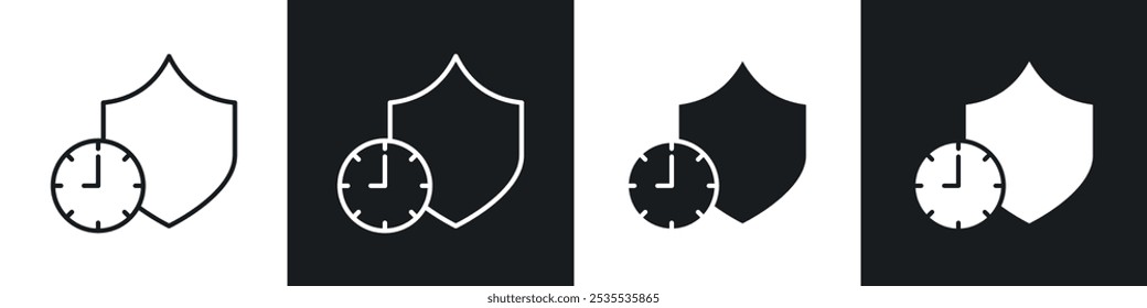 Icono de Vector de protección a largo plazo en blanco y negro. Ilustración EPS 10