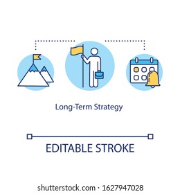 Long term strategy concept icon. Goal setting and planning idea thin line illustration. Business achievements and career aspirations. Vector isolated outline RGB color drawing. Editable stroke