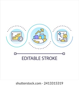 Long term strategy of global development loop concept icon. Economic growth processes abstract idea thin line illustration. Isolated outline drawing. Editable stroke